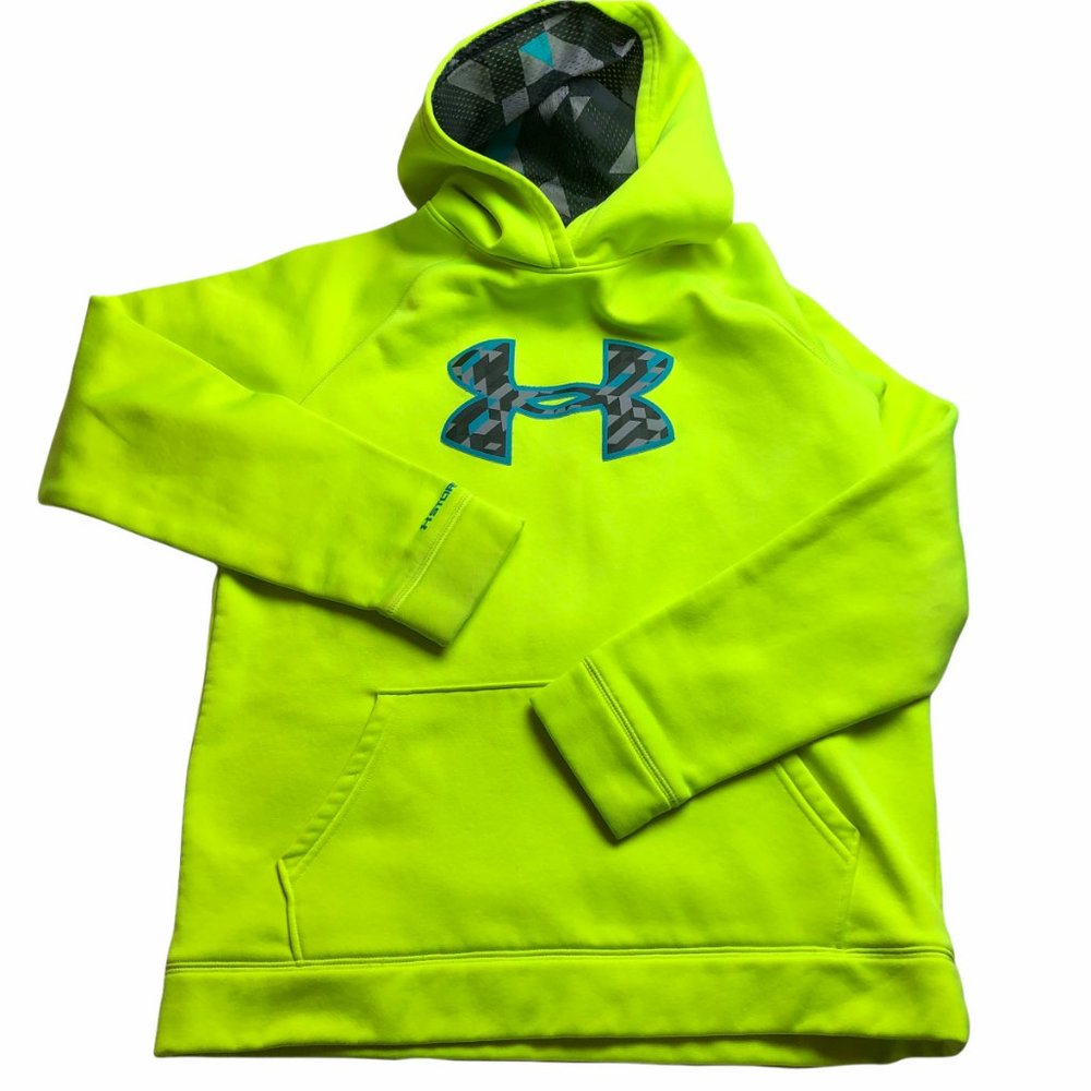 Under Armour Youth XL Neon Hoodie Storm1 hi-vis